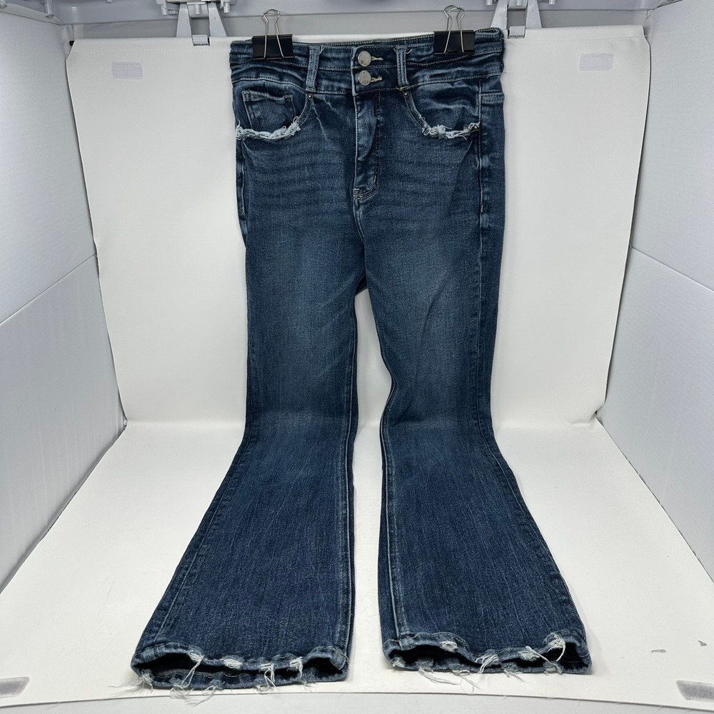 BKE Jeans Women 27x33.5 Blue Billie Tailored Bootcut High Rise Distressed Slim